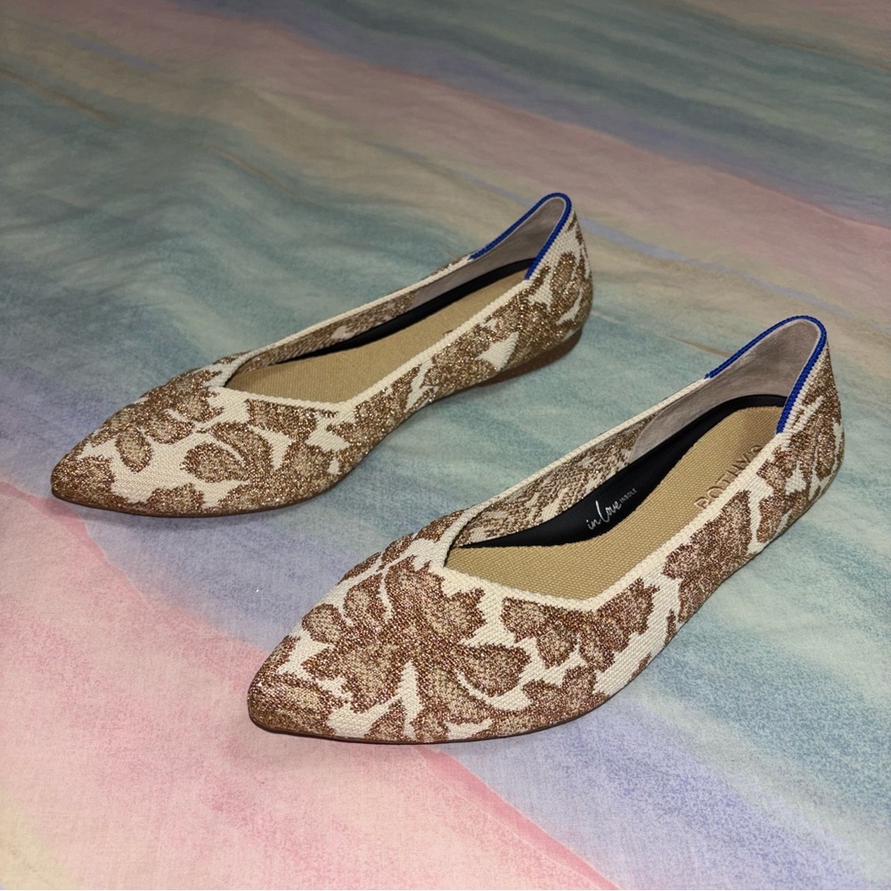Rothy's Point II in Gold Chantilly size 9.5